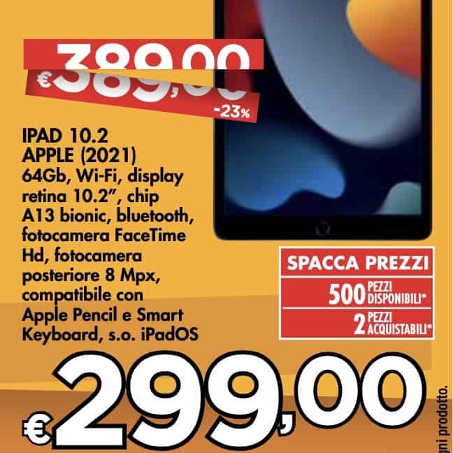 iPad 2021 al miglior prezzo da Bennet, che offerta nel volantino verso il  Black Friday 2021 