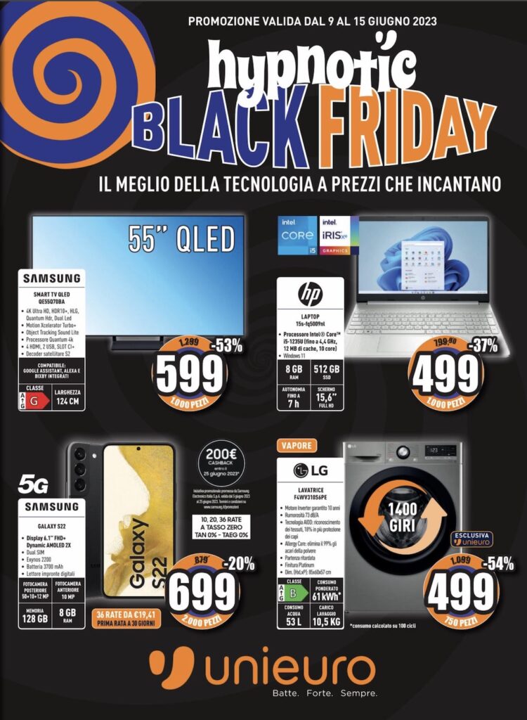 Anche Unieuro fa il Black Friday d'estate ecco il volantino dal 9 al